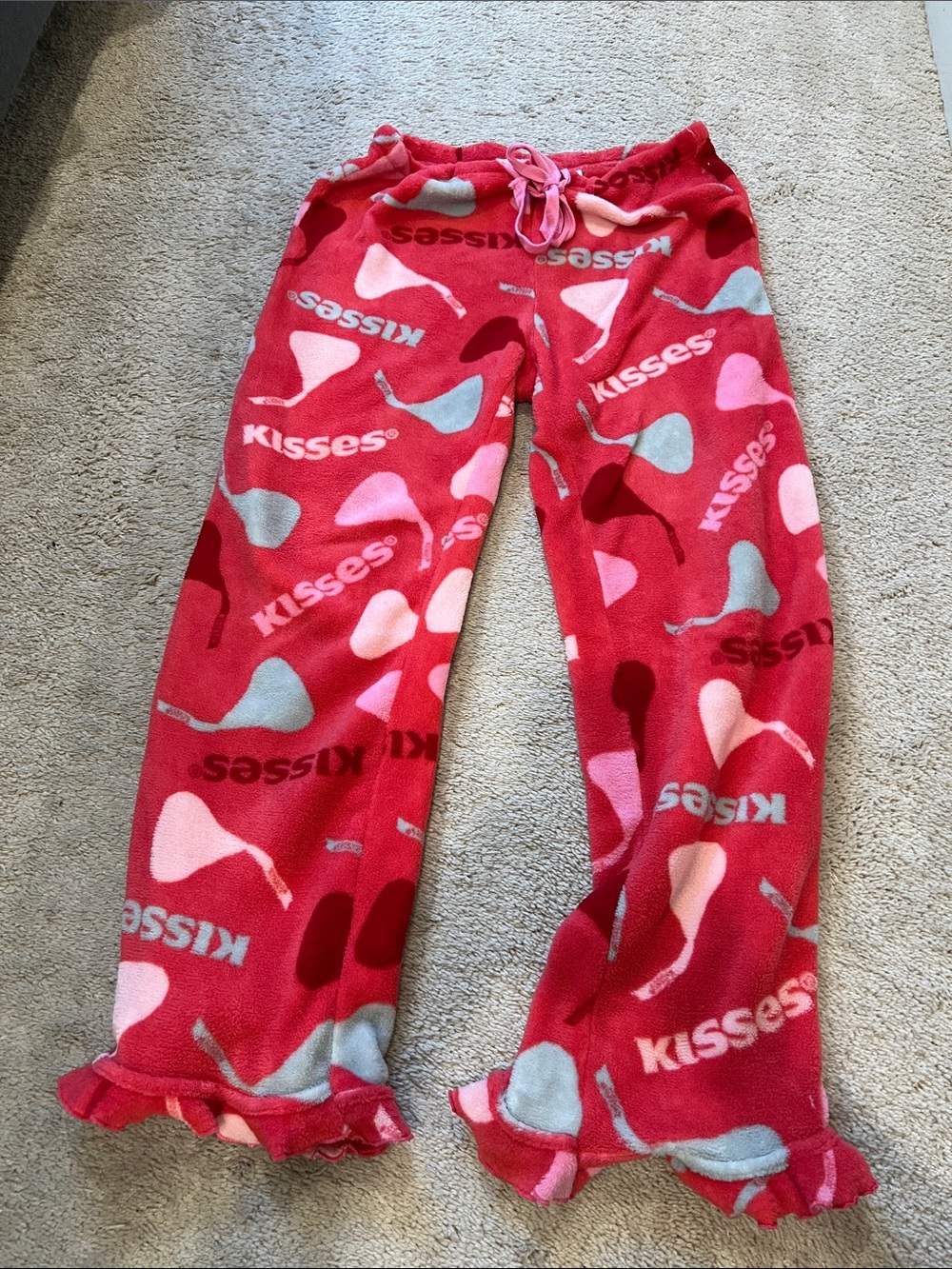 Kisses Red Fleece Pajama Pants - Cozy Sleepwear